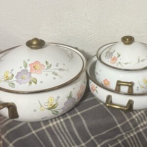 5 piece enamel/brass temptations cookware 84’ GAILSTYN – SUTTON